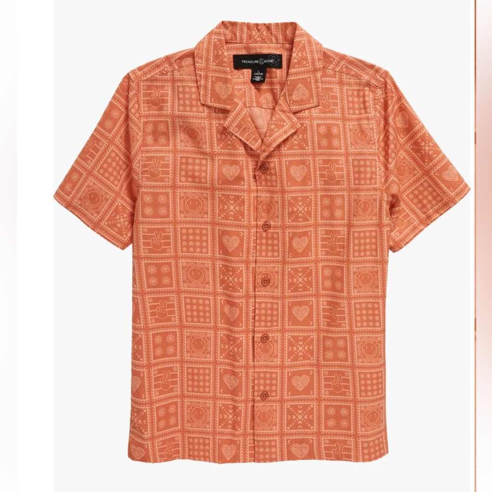 Treasure & Bond Kids' Button-Up Camp Shirt XL ( 14-16 ) NEW
